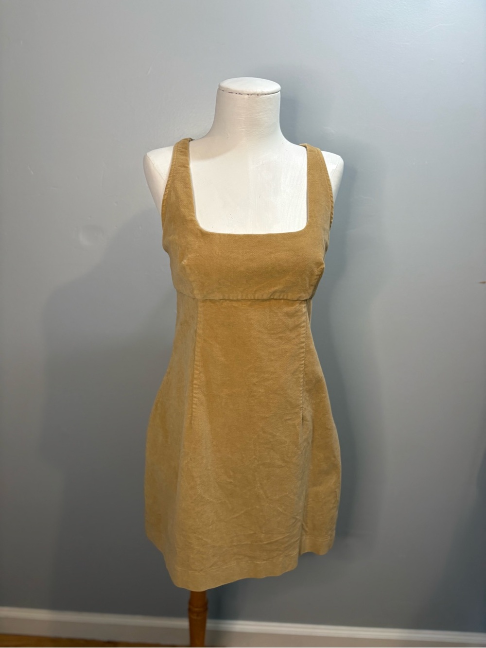 Urban Outfitters Lily Corduroy Empire Waist Retro Mini Dress Tan Large Women's